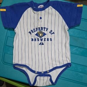 Blue and White Brewers Baby Onesie